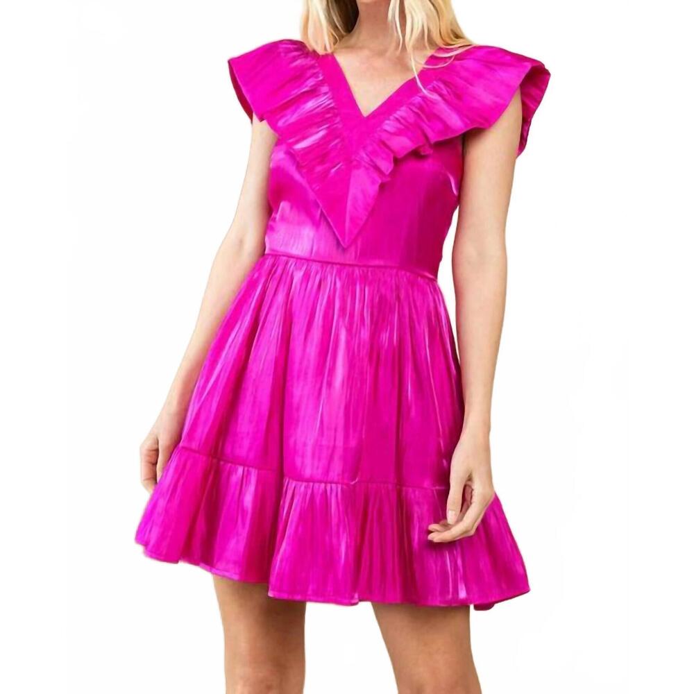 NEW TCEC ruffle mini dress in magenta